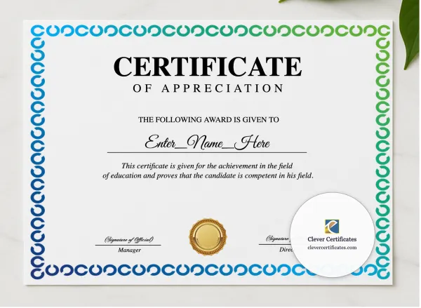 Employee Recognition Certificate presented in a sleek wooden frame, elegantly arranged on a stylish table.