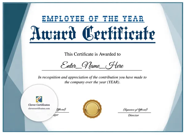 Free Employee Of The Year Award Certificate