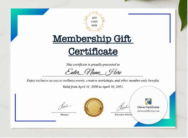 Association Membership Certificate presented in a sleek wooden frame, elegantly arranged on a stylish table.