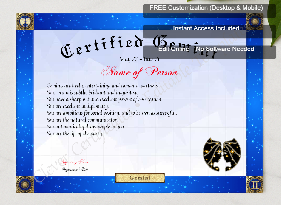 Framed preview featuring Free Editor badge stack for Certified Gemini Award