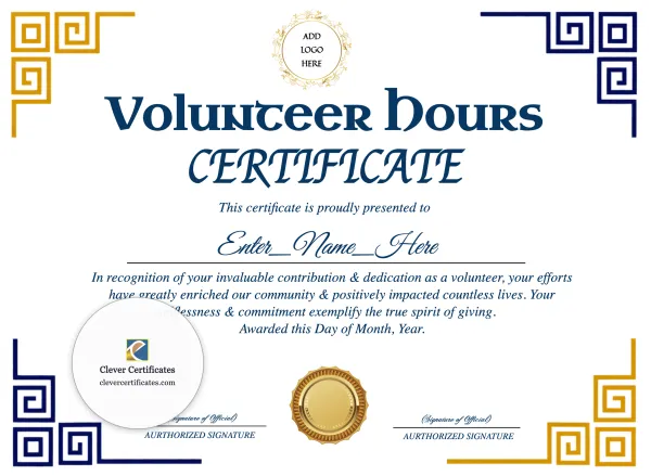 Free Volunteer Hours Certificate