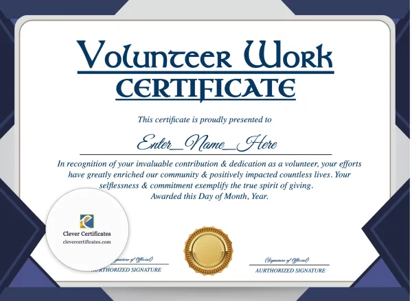 Free Volunteer Work Certificate