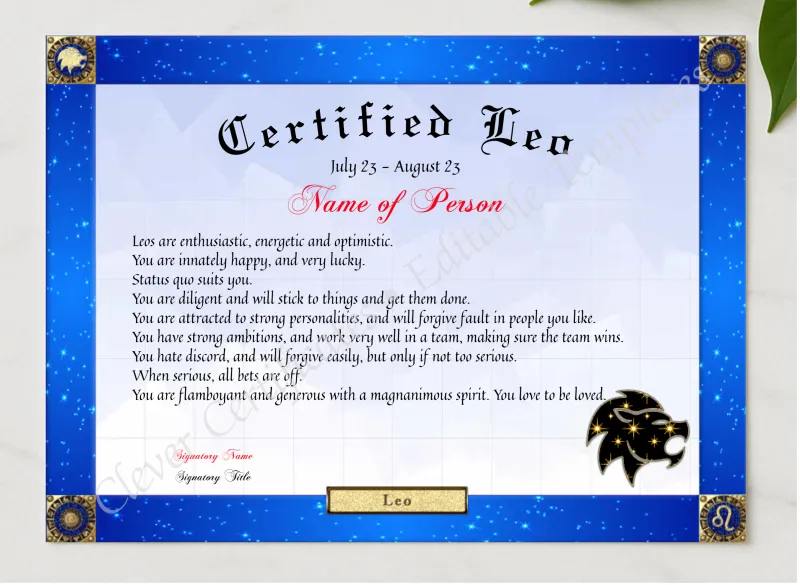 Certified Leo Award presented in a sleek wooden frame, elegantly arranged on a stylish table.