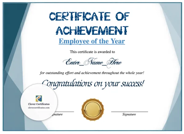 Free New Year Employee Award