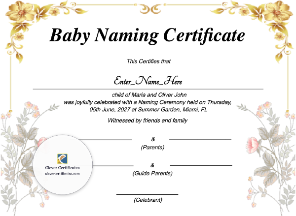 Free Arizona Baby Naming Certificate