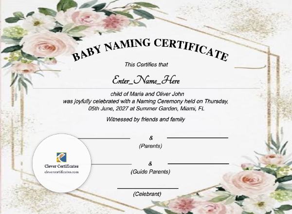 Free Tennessee Baby Naming Certificate