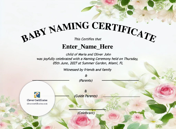 Free Colorado Baby Naming Certificate