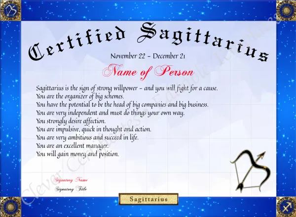 Certified Sagittarius Award
