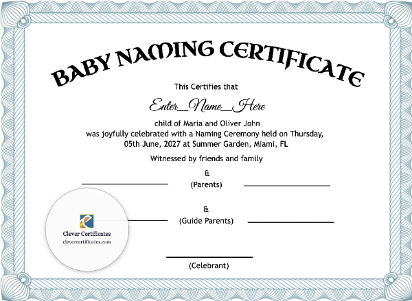 Free Kansas Baby Naming Certificate