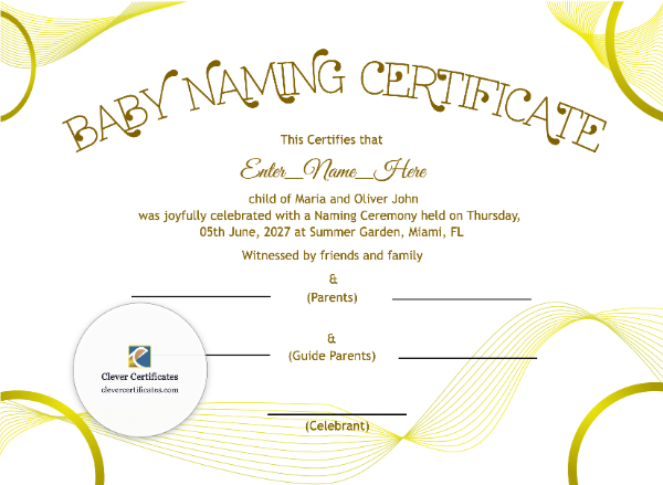 Free West Virginia Baby Naming Certificate