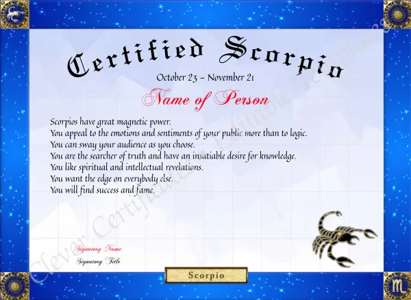 Certified Scorpio Award