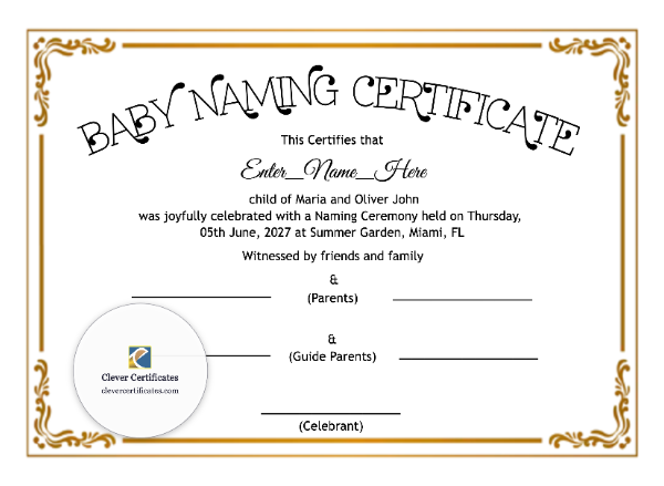 Free Maine Baby Naming Certificate