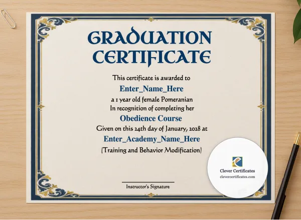Professional preview of Master Of Treats Certificate certificate on high-quality stationery paper, ideal for showcasing the final look.