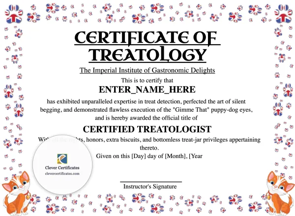 Free Certificate of Treatology Template