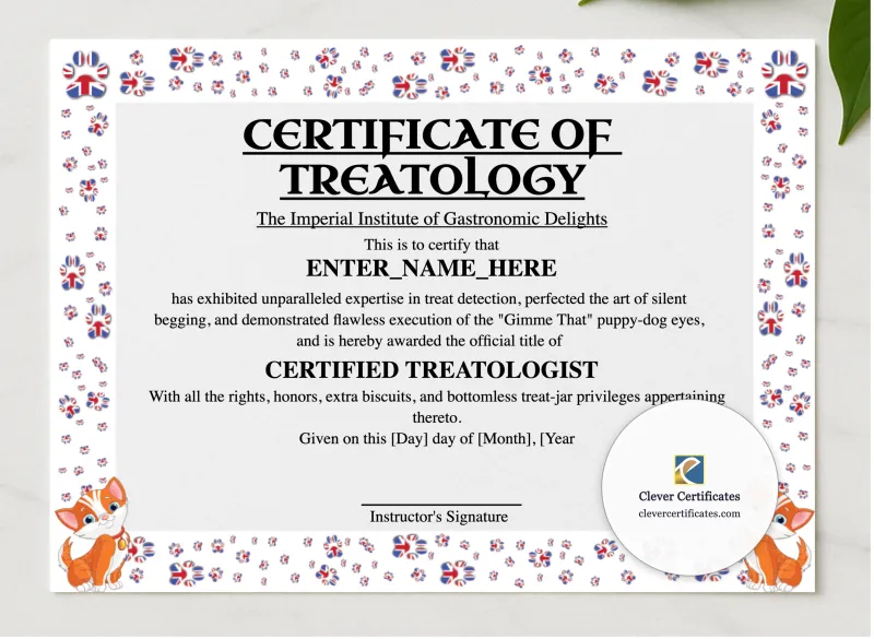 Certificate Of Treatology presented in a sleek wooden frame, elegantly arranged on a stylish table.