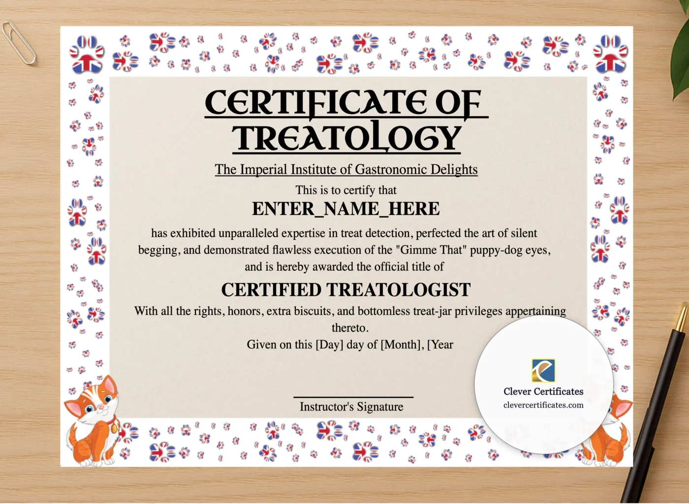 Professional preview of Certificate Of Treatology certificate on high-quality stationery paper, ideal for showcasing the final look.