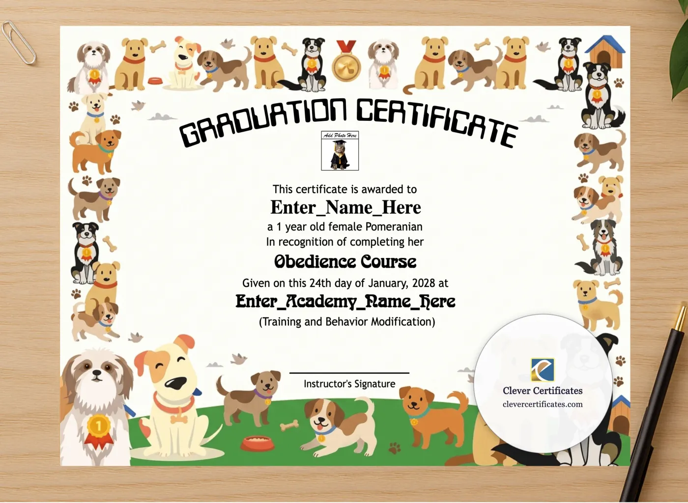 Professional preview of Certificate Of Paw Some Achievement certificate on high-quality stationery paper, ideal for showcasing the final look.