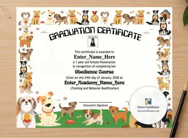 Professional preview of Certificate Of Paw Some Achievement certificate on high-quality stationery paper, ideal for showcasing the final look.