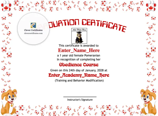 Free Canine Academy Graduation Certificate Template