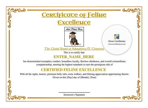 Free Feline Academy Graduation Certificate Template