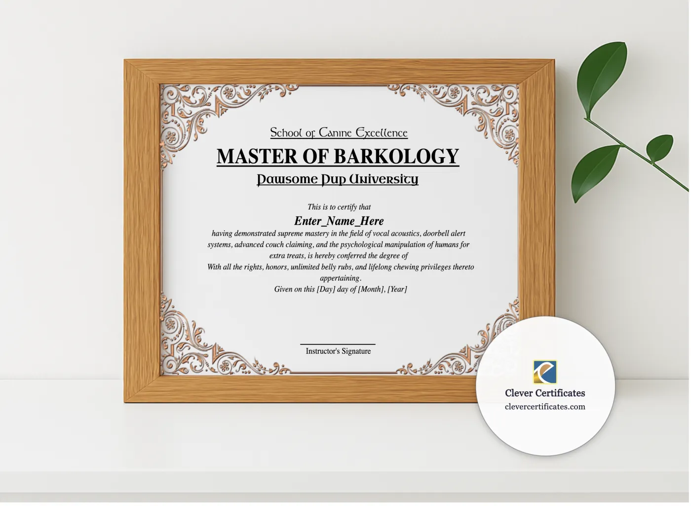 Realistic mockup featuring Master Of Barkology displayed within a modern frame, set against a minimalistic background.