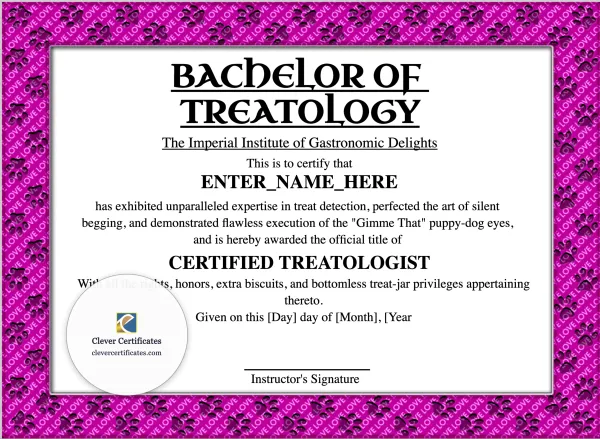 Free Bachelor of Treatology Certificate Template