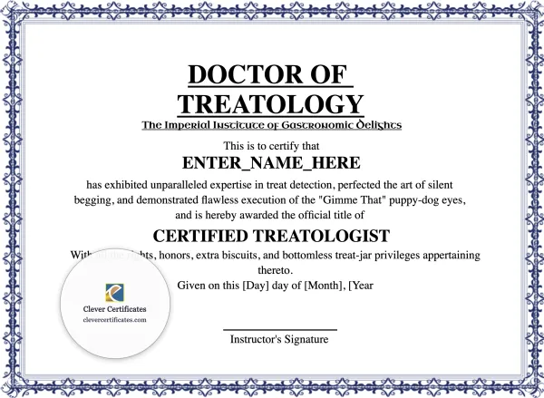 Free Doctor of Treatology Certificate Template