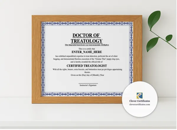Realistic mockup featuring Doctor Of Treatology displayed within a modern frame, set against a minimalistic background.