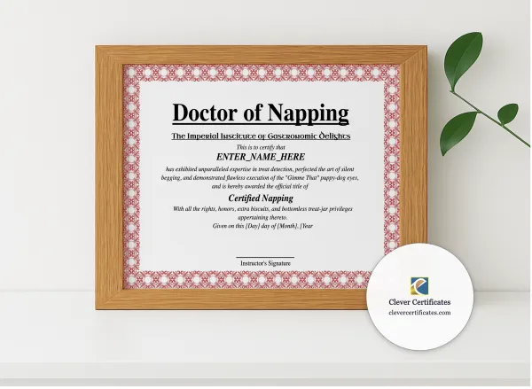Realistic mockup featuring Doctor Of Napping displayed within a modern frame, set against a minimalistic background.