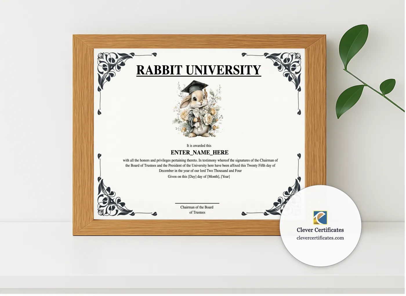 Realistic mockup featuring Rabbit University displayed within a modern frame, set against a minimalistic background.