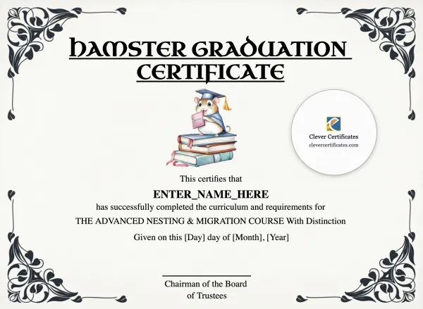 Free Hamster Graduation Certificate Template