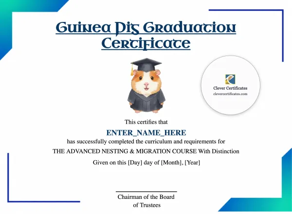 Free Guinea Pig Graduation Certificate Template