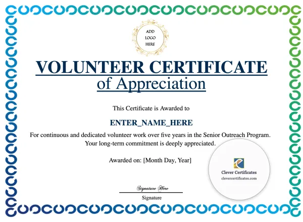 Free Animal Hospital Volunteer Certificate Template