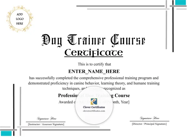 Dog Trainer Course Certificate