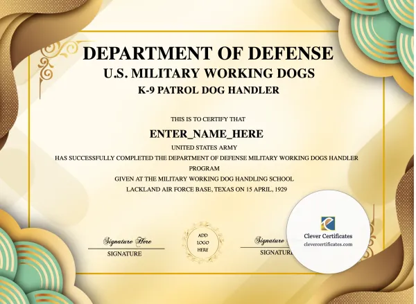 Free K9 Training Certificate Template