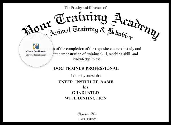 Free Animal Behavior Training Certificate Template