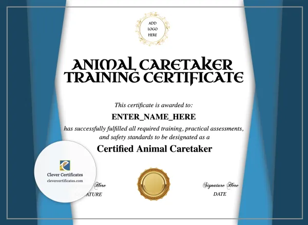 Free Animal Caretaker Certificate Template