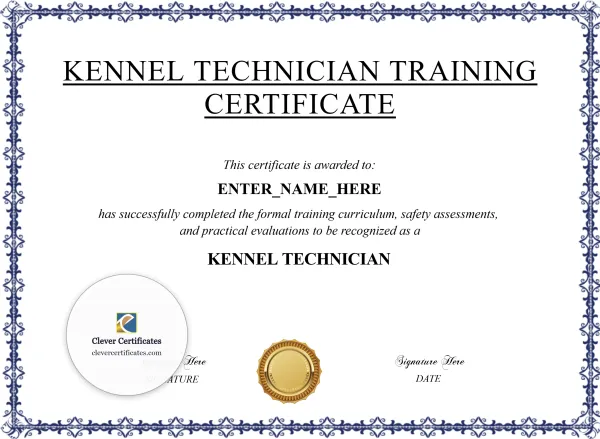 Free Kennel Technician Certificate Template
