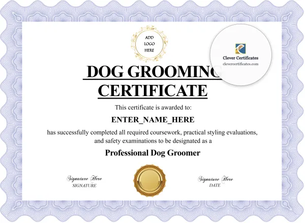 Free Dog Grooming Training Certificate Template