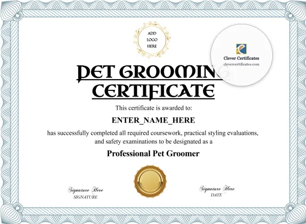 Pet Groomer Course Certificate