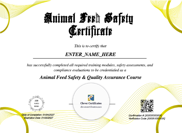 Free Animal Feed Safety Certificate Template