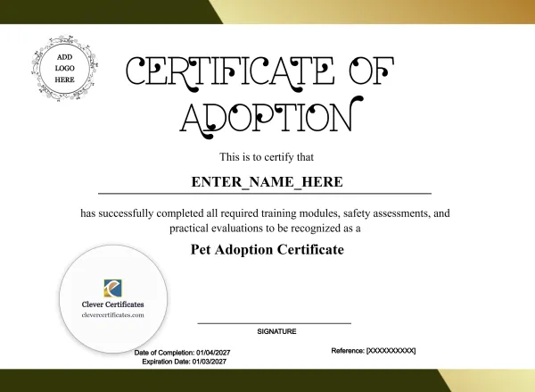 Free Pet Adoption Certificate Template