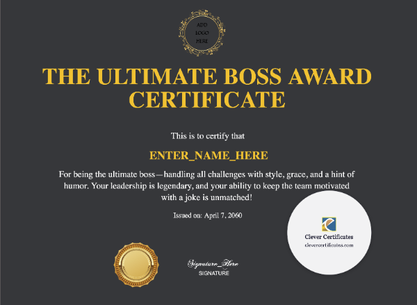 Free Boss Day Appreciation Certificate Template