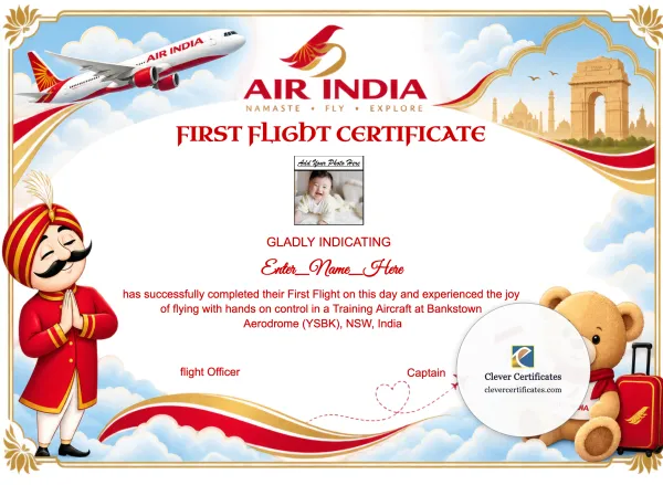 Printable First Flight Certificate India