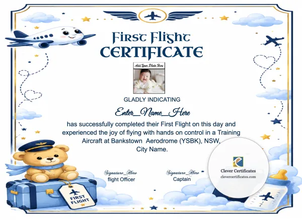 Printable Airline First Flight Certificate Template