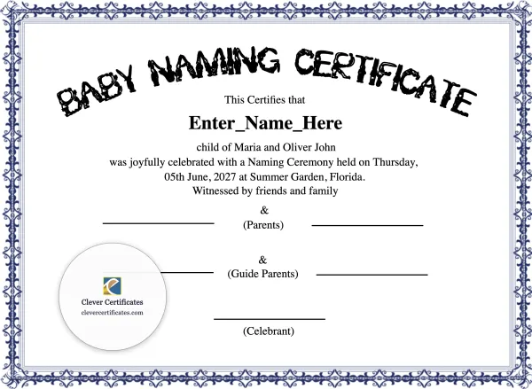 Free Florida Baby Naming Certificate