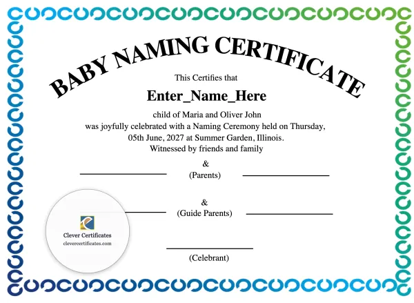 Free Illinois Baby Naming Certificate
