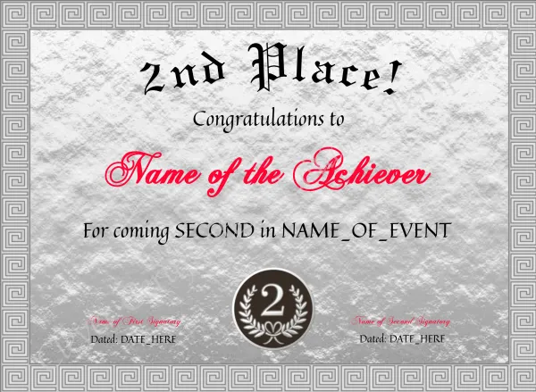 2nd Place Award