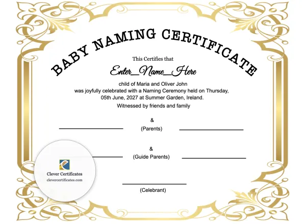 Free Baby Naming Day Certificate