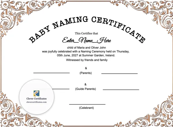 Free Baby Welcome Ceremony Certificate